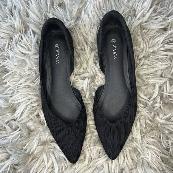 Vivaia Melia black pointed toe knit ballet flats women’s shoe size 8 - Picture 3 of 11